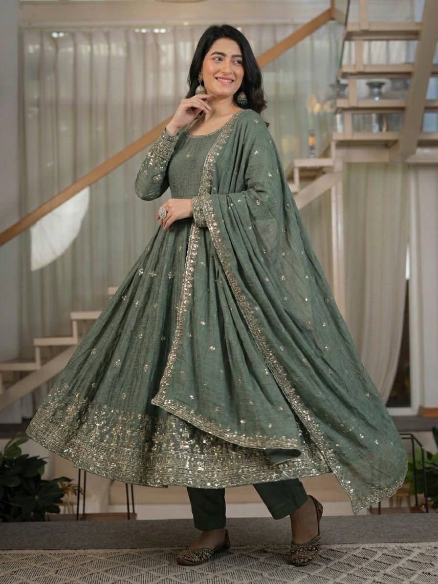 Deep Olive & Silver Heritage Couture